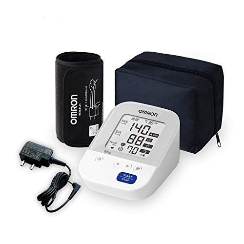 Omron HEM 7156A Digital Blood Pressure Monitor (Adapter Included) with 360° Accuracy Intelli Wrap Cuff for All Arm Sizes (White) spancare