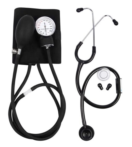 Dial Type Aneroid Sphygmomanometer/Blood Pressure Monitor with Carry Bag and Basic Stethoscope (Black)
