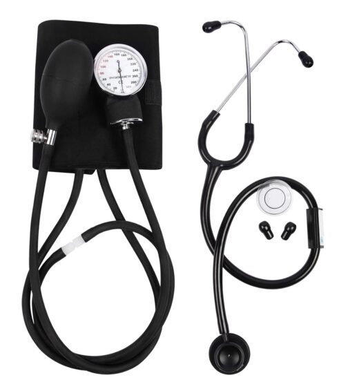 Dial Type Aneroid Sphygmomanometer/Blood Pressure Monitor with Carry Bag and Basic Stethoscope (Black) spancare