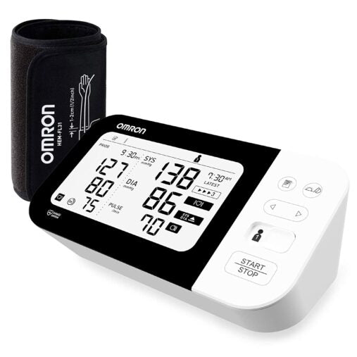 Omron HEM 7361T Bluetooth Digital Blood Pressure Monitor for Clinical & Professional Use with Afib Indicator and 360° Accuracy Intelliwrap Cuff (White) spancare