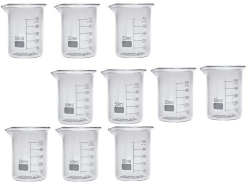 Borosilicate 3.3 Glass Beaker 50 ml with +0.5/-0.5 Tolerance (Set of 10 Units). (Complete Graduated Mark 50 ml)Borosilicate 3.3 Glass Beaker 50 ml with +0.5/-0.5 Tolerance (Set of 10 Units). (Complete Graduated Mark 50 ml) spancare