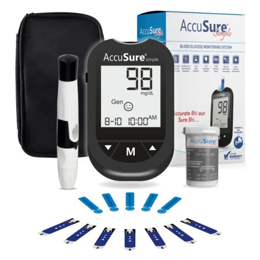 AccuSure Glucometer Kit with 25 Strips | Digital Blood Sugar Monitor