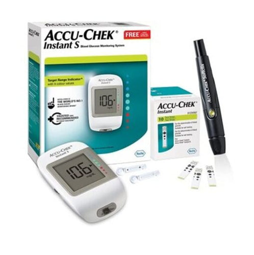 Accu-Chek Instant S Blood Glucose Glucometer Kit with 10 Strips
