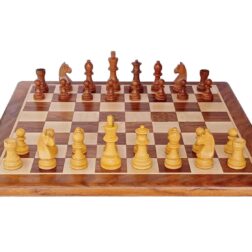 Wooden Chess Board 17x17 with Chess Pieces King 3 Inch & 2 Extra Queen
