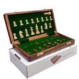Wooden Magnetic Chess Set 10x10 Foldable Board with Extra Queens