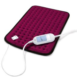 Corded Electric Heating Pad - Orthopaedic Heating Belt Heat Therapy Waist Belt with 3 Temperature  Settings for Pain Relief of Abdominal Stomach Lumbar Muscle Strain etc - Wine Red