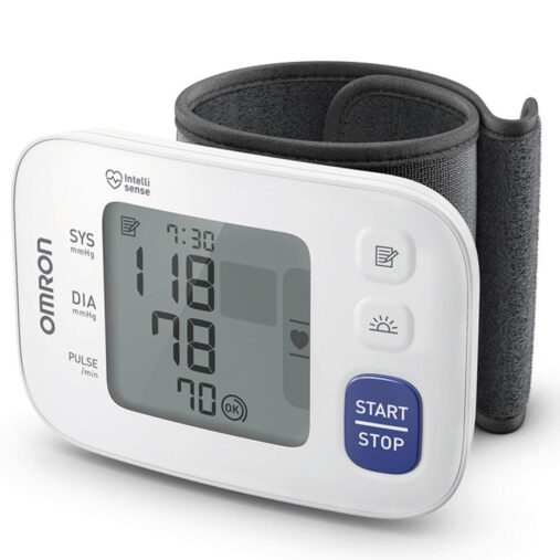 Omron HEM 6181 Fully Automatic Wrist Blood Pressure Monitor with Intelligence Technology, Cuff Wrapping Guide and Irregular Heartbeat Detection for Most Accurate Measurement (White) spancare