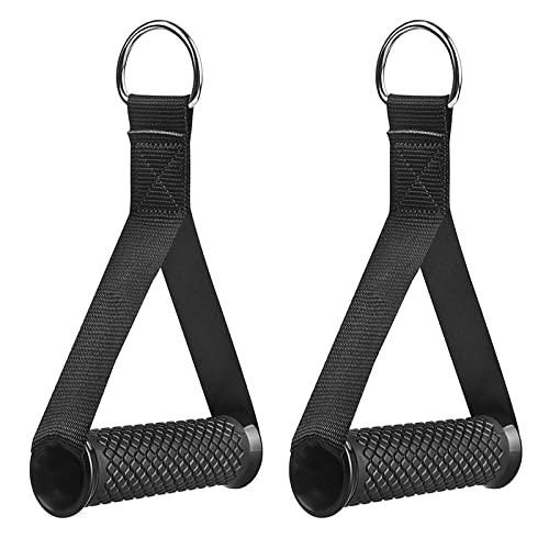 Heavy Duty Handles with Solid ABS Cores and Welded D-Rings for Gym Machine, Resistance Band, Cable Machines (1 Pair) spancare