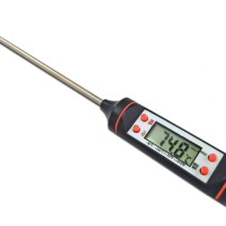 Cooking Digital Thermometers with Digital Instant Read LCD Screen (Material- Long  Stainless Steel Probe + Fiber-Black/white, 5.9 Inches) spancare