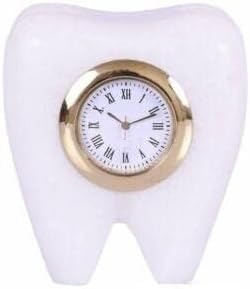 SPANCARE PHARMACEUTICALS Tooth Shape Dentist Desk Marbel Table Clock for Decor and Paper Weight & Without Battery spancare