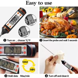Meat Thermometer, Instant Read Digital Food Thermometer with Long Probe for  Smokers,Grilling,Turkey,Milk,Candy,BBQ and Kitchen spancare
