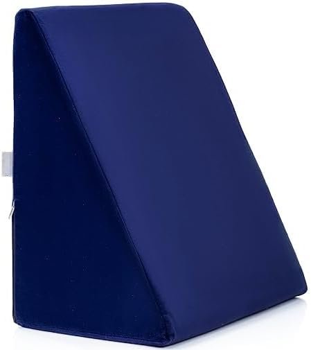 SPANCARE PHARMACEUTICALS Wedge Pillow Memory Foam for Back Support, Acid Reflux, Snoring, GERD, Leg Elevation, Pregnancy (Navy Blue, 18L x 17.5W x 11H Inch) spancare