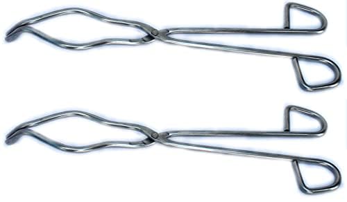 Steel Crucible Pair of Tongs for lab Size 8 inches to Hold Laboratory hot Beaker Flask Dishes Tubes Holder labware (Set -2)