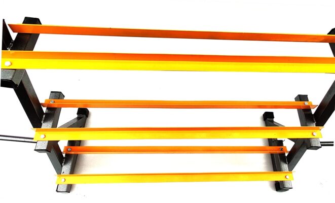 Blend 2 in 1 Dumbbell and Plates Rack 500 Kgs Capacity (Black, Yellow) spancare