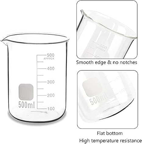 Salco Borosilicate 3.3 Glass Beaker 10 ml, 25 ml, 50 ml, 100 ml, 250 ml, 500 ml, 1000 ml with Graduation Marks, Beakers Pack of 7 spancare