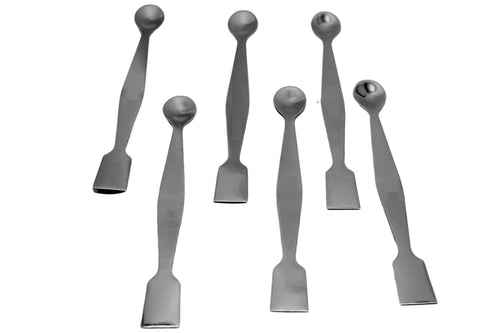 Stainless Steel Spatula Spoon 20 cm Long Double Ended for Chemistry Laboratory Flat end Type (Pack of 6)