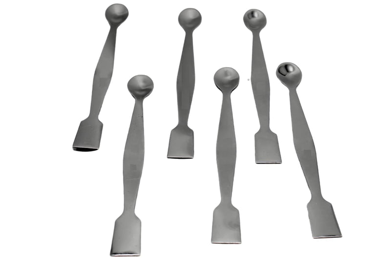 Stainless Steel Spatula Spoon 20 cm Long Double Ended for Chemistry Laboratory Flat end Type (Pack of 6) spancare