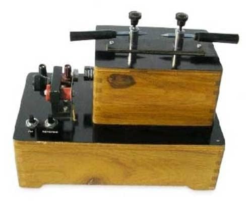 spancare pharmaceuticals Induction Coil with Inbulit Power Supply with Visible Powerful Spark Wooden Base and Rigid windings for Physics lab Experiments spancare