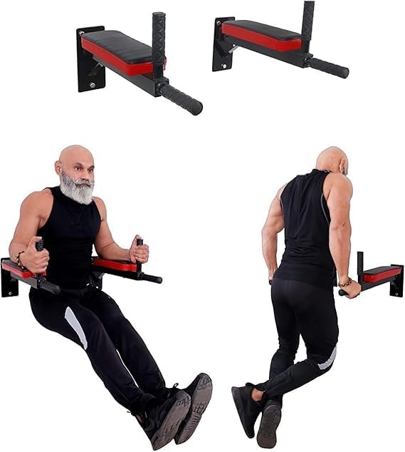 Wall Mounted Dip Station with Padded Handles | Heavy Duty