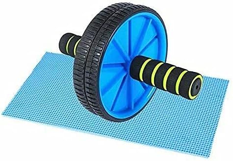 span Wheel Roller Abdominal Workout for Exercise and Knee Mat (Silver and Black) spancare