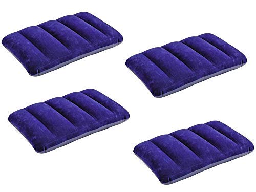 Inflatable Travel Pillow Velvet Soft Comfort 4 Pack