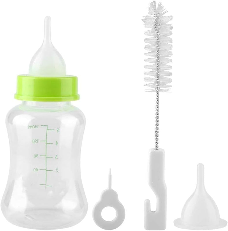 Pet Care Plastic Feeding Bottle 150ml with Nipple and Cleaning Brush | Milk and Water Feeder for Puppies, Rabbit, and Cat Kitten spancare