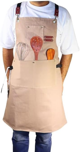 SPANCARE PHARMACEUTICALS Men & Women Heavy Duty Cotton Apron for Triple Layer Waterproof Apron | Adjustable Strap for Chefs