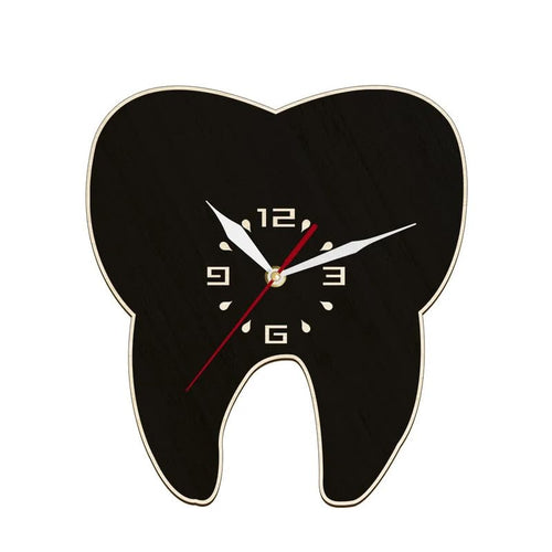 Tooth Shaped Wooden Wall Clock Dental Clinic Decor-(12 x 12 Inch)