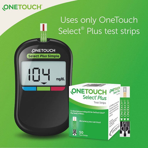 OneTouch Select Plus Simple Glucometer with Free Strips Kit