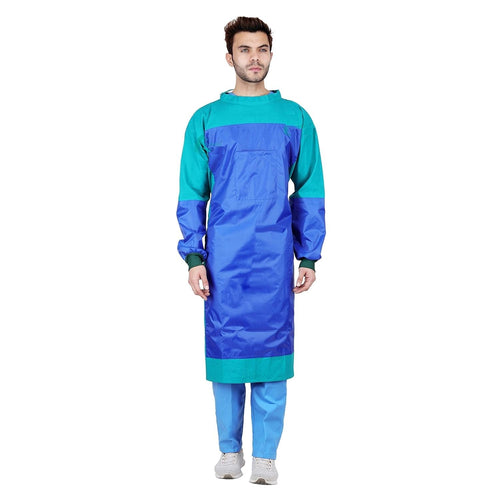 Reusable Surgeon Gown Cotton Impervious Green with Mask Cap