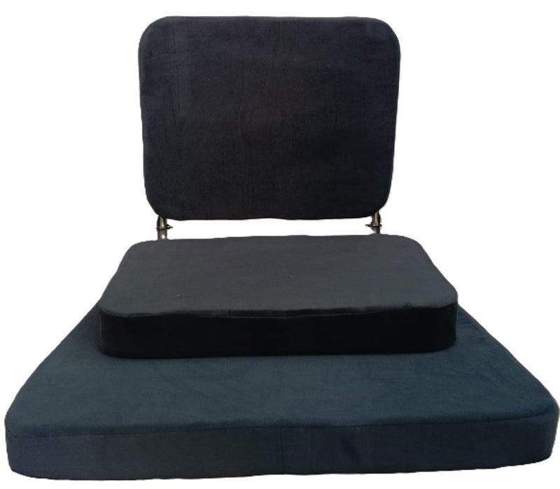 SPANCARE PHARMACEUTICALS Meditation Chair | Large Foldable Floor Chair with Back Support for Relaxing, Yoga, Meditation | Meditation Block, SS Frame, Washable Cover & Portable (Dark Grey) spancare