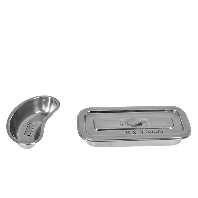 SPANCARE PHARMACEUTICALS Instrument Tray 8x3, Kidney Tray 6 inch Heavy Duty Stainless Steel