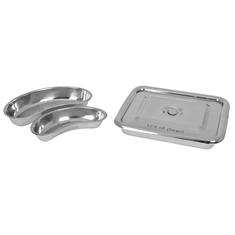 SPANCARE PHARMACEUTICALS Instrument Tray 12x10, Kidney Tray 12 inch and 10 inch Heavy Duty Stainless Steel spancare