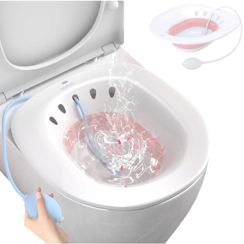 Sitz Bath Tub for Fissure With Pressure Pump | Foldable Bath Tub for Pregnant Women | Postpartum Care, Hemorrhoids,Pails,Vaginal Recovery | Anal Inflammation Treatment (Pink) spancare