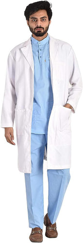 Spancare Men's Knee Length Full Sleeves Poly Cotton Lab Coat Apron for Doctors Medical Professionals (44)
