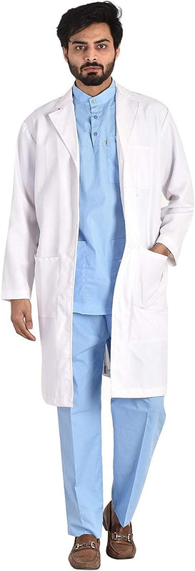 Spancare Men's Knee Length Full Sleeves Poly Cotton Lab Coat Apron for Doctors Medical Professionals (46) spancare
