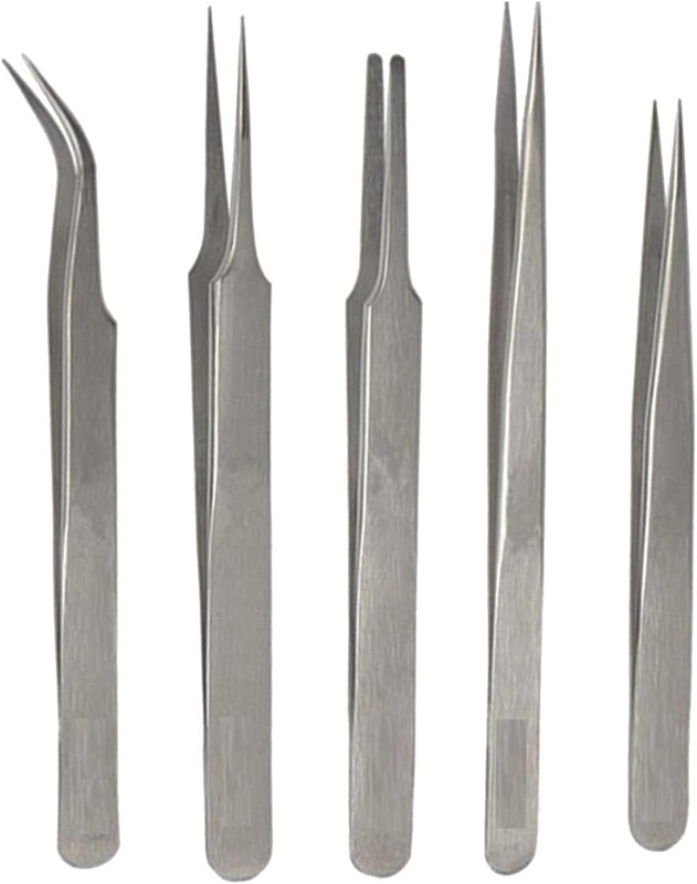 Built with Passion 5-in-1 Stainless Steel Tweezer Set, Precision Multi-Purpose Tweezers Set – Precision Crafted, Multi-Purpose Tweezers for Eyebrows, Splinters, Ingrown Hairs, Rust-Resistant spancare