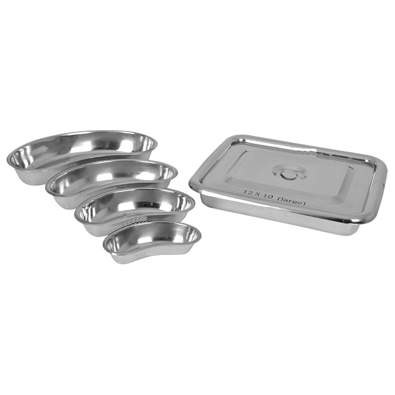 SPANCARE PHARMACEUTICALS Instrument Tray 12x10, Kidney Tray 12,10,8,6 inch Heavy Duty Stainless Steel spancare
