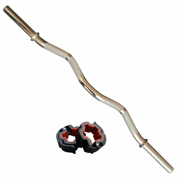 Chrome Curl Rod 3 Feet with Locks | Solid Steel EZ Bar