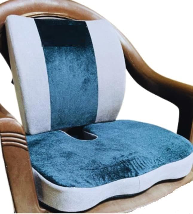 SPANCARE PHARMACEUTICALS Seat Cushion & Lumbar Support Pillow | Foam Desk Chair Cushion for Sciatica, Lower Back & Tailbone Pain Relief Desk Pad, Blue spancare