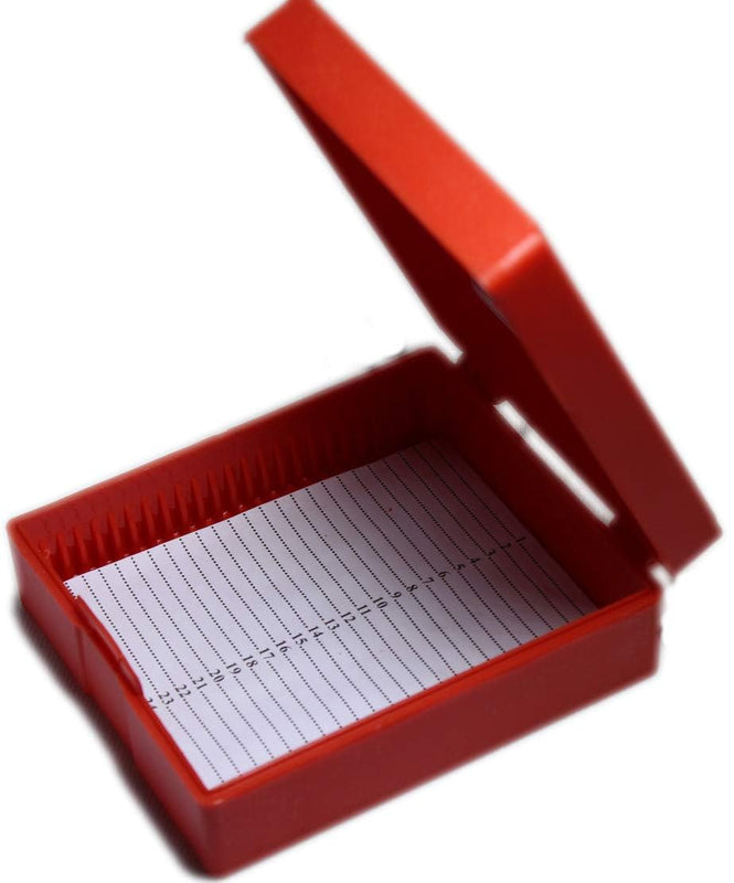 Microscope Slide Box 25 Slides with Index Holder Prepared Slides,Side Box Plastic (Pack of 1) spancare