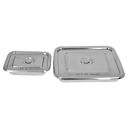 SPANCARE PHARMACEUTICALS Instrument Tray 12x10, 8x6 inch Heavy Duty Stainless Steel