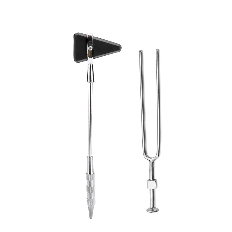 SPANCARE PHARMACEUTICALS Percussion Knee Hammer with Tuning Fork (128 Hz) | Triangular Head and Brush | Stainless Steel Body (for Doctors and Medical Students) (1) spancare