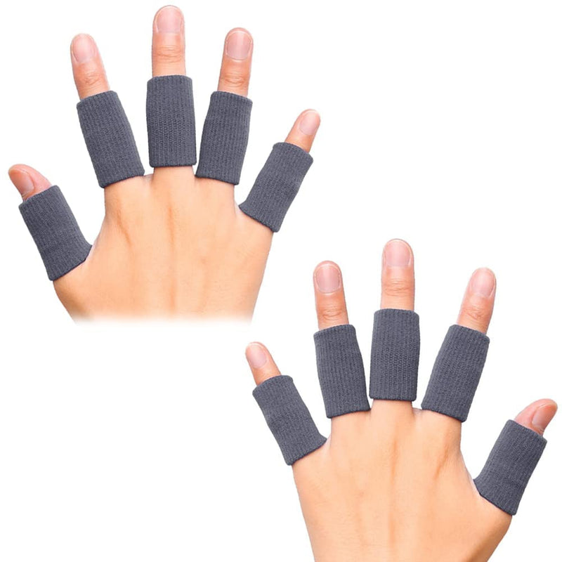 SPANCARE PHARMACEUTICALS Finger Sleeves Protectors Thumb Brace 10Pcs Support Elastic Compression Protector for Relieving Pain, Arthritis,Trigger Finger, Sports (Grey), Free Size spancare