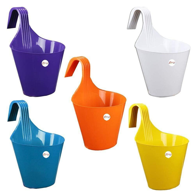 Spancare Plastic Flower Pot, Multicolor, 5 Pieces, (20.5cm x 13.5cm) spancare