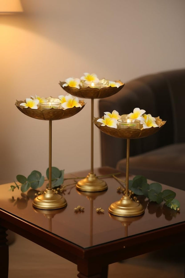 Decorative Urli Stand Tealight Holder Set of 3 for Home Decor