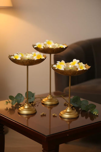 Decorative Urli Stand Tealight Holder Set of 3 for Home Decor