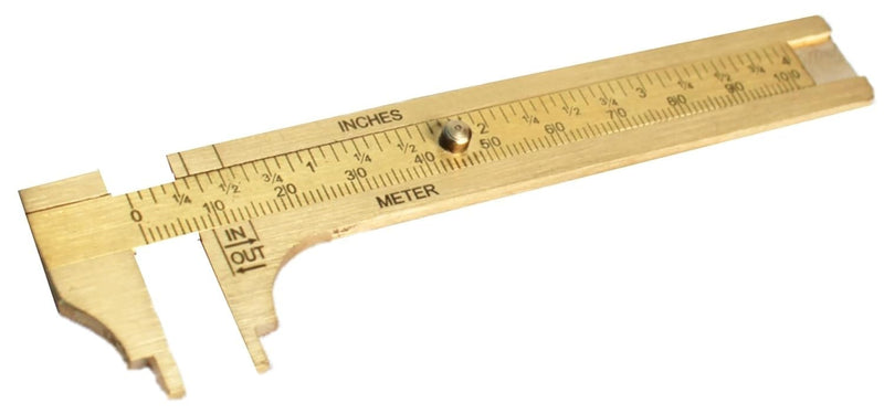 Mini Pocket Brass Vernier Caliper Slide Caliper 10 cm or 4 inches for Measurement of Round Objects,Jewelry Used in Industrial,Home or General use (Pack of 1) spancare