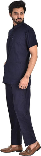 Spancare Poly Cotton Unisex Medical Scrub Suit for Men & Women, Medical Scrub Top and Bottom with All Size (M)