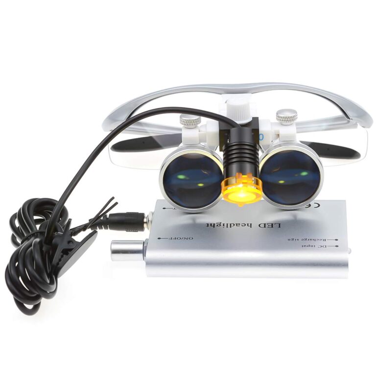 2.5X Binocular Loupes 420mm Optical Glasses +3W LED Headlight Lamp with Filter + Aluminum Box Silver spancare